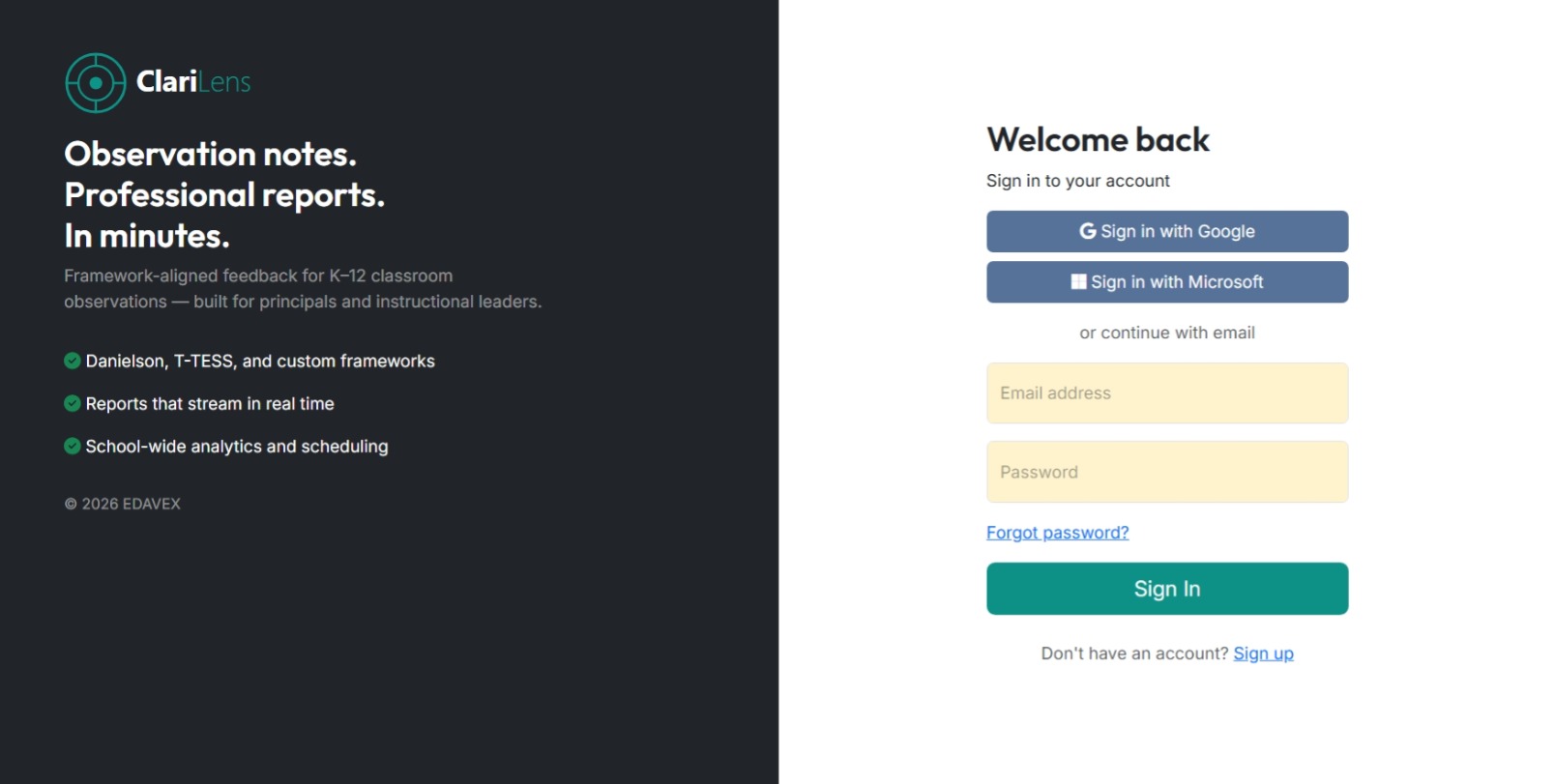 Sign-in form with the Sign up link