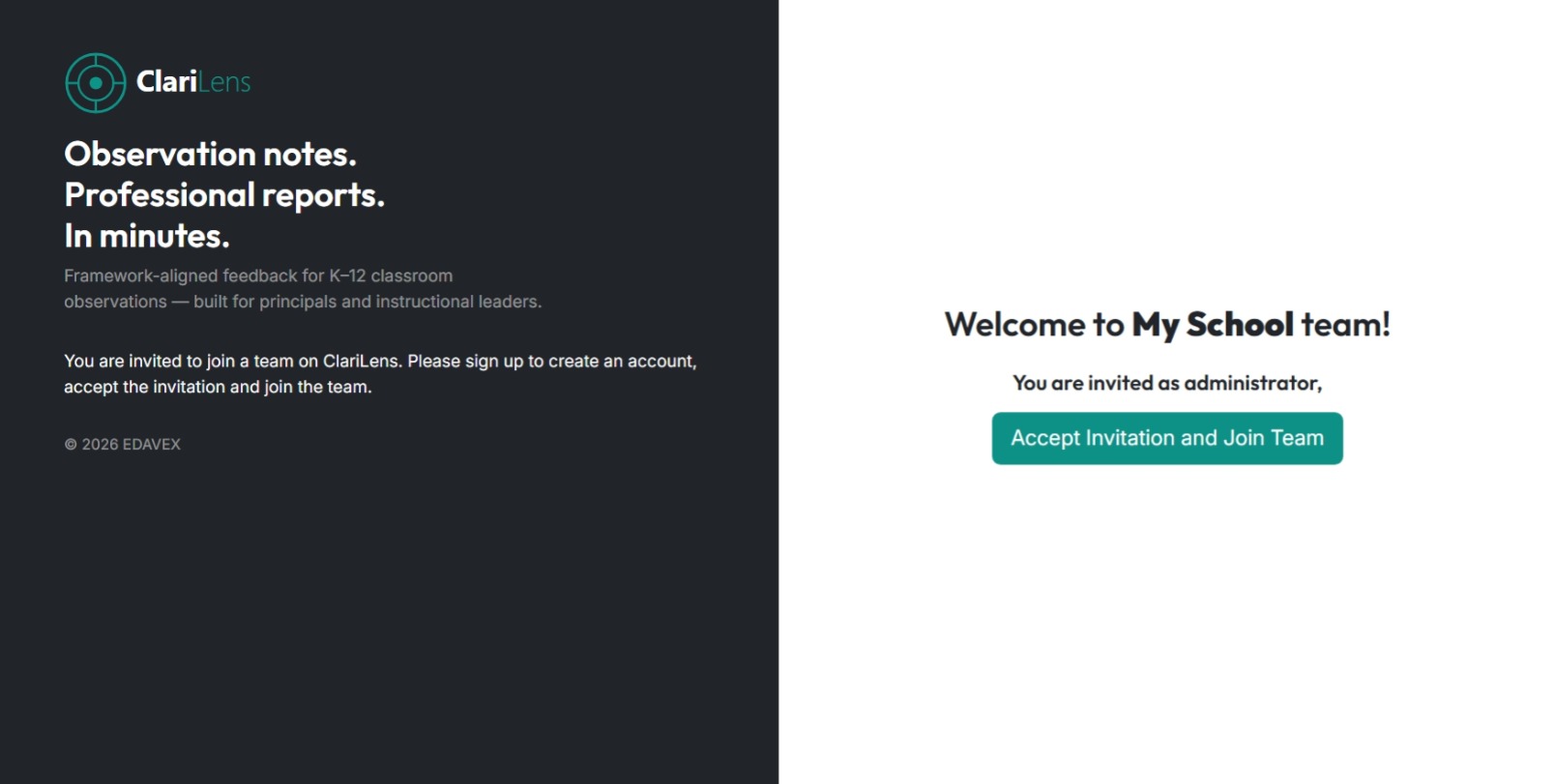 Accept invitation page
