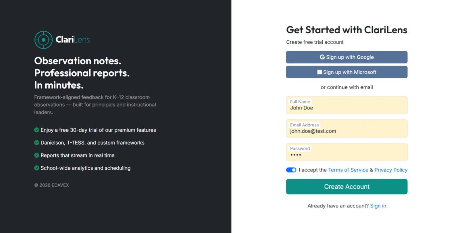 Sign-up form